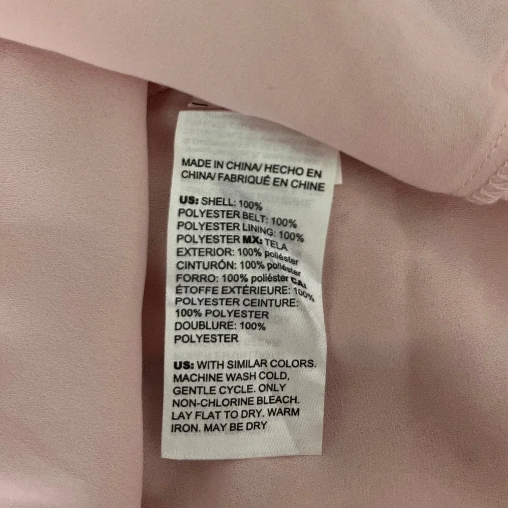 White House Black Market  Pink Eyelet Lace Dress V Neck Smocked Waist Mini Small - Picture 6 of 12